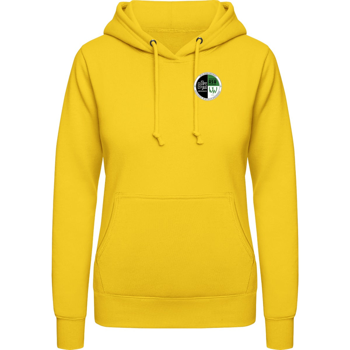 College Hoodie Women JH001F – Vereinslogo herzseitig Sun Yellow Vorderseite