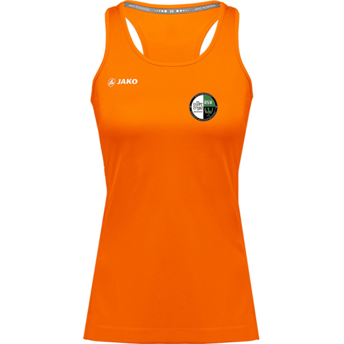 6075W-Womens-Tank – Vereinslogo herzseitig Neonorange Vorderseite