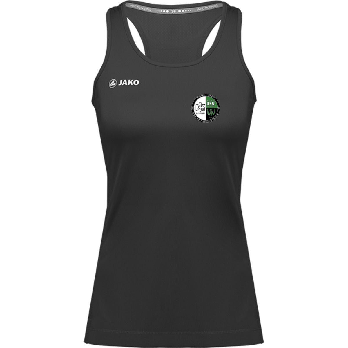 6075W-Womens-Tank – Vereinslogo herzseitig Schwarz Vorderseite