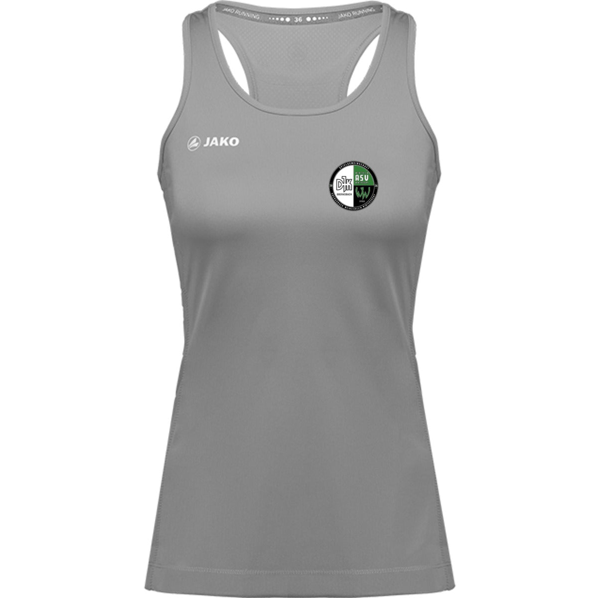 6075W-Womens-Tank – Vereinslogo herzseitig Steingrau Vorderseite