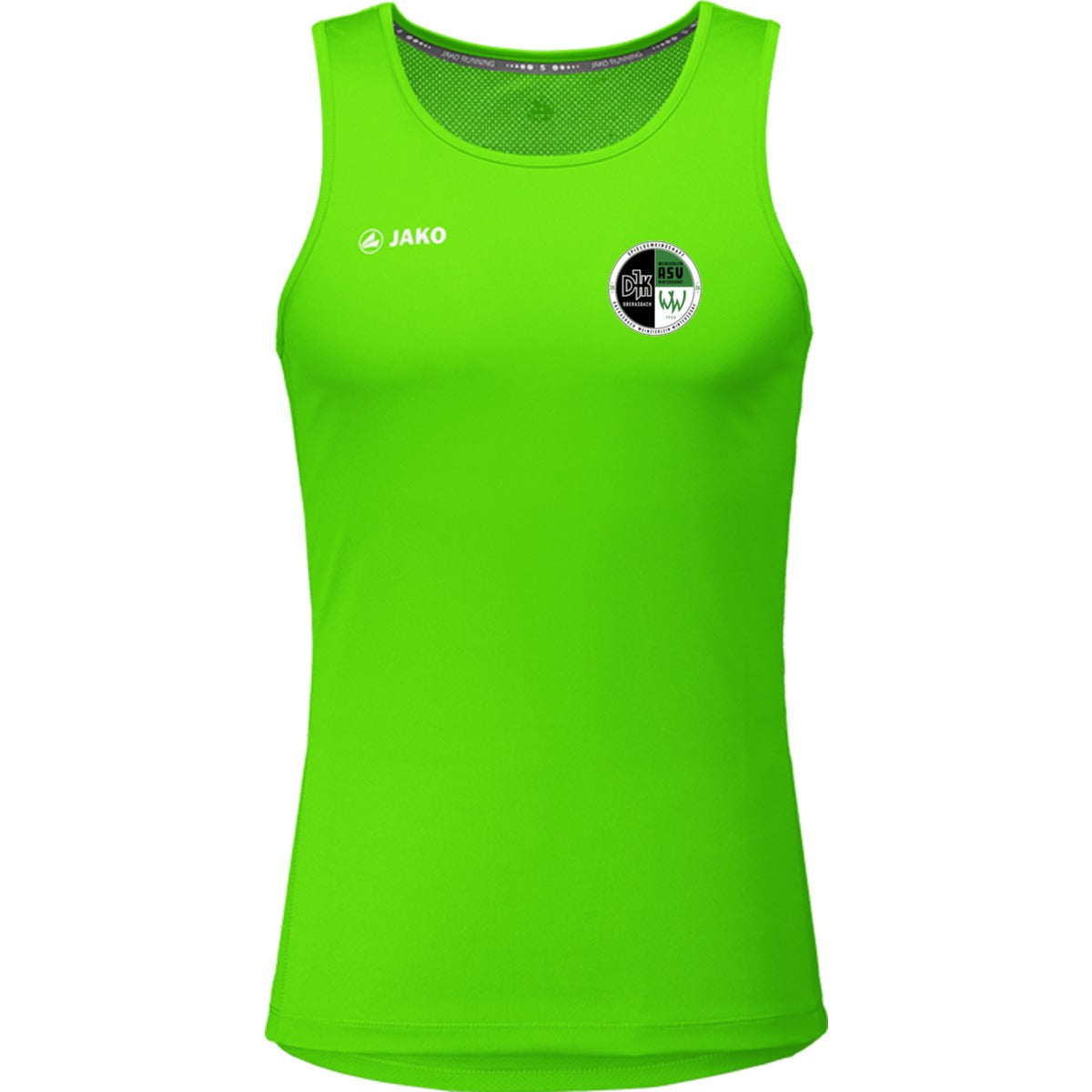 6075-Mens-Tank – Vereinslogo herzseitig Neongruen Vorderseite