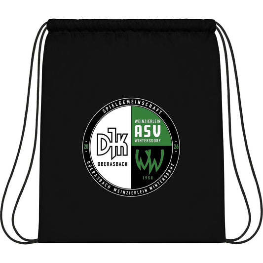 WM110-Cotton-Gymsac – Vereinslogo mittig groß Black/Black Vorderseite