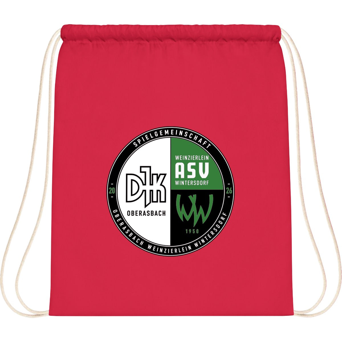 WM110-Cotton-Gymsac – Vereinslogo mittig groß Bright Red Vorderseite
