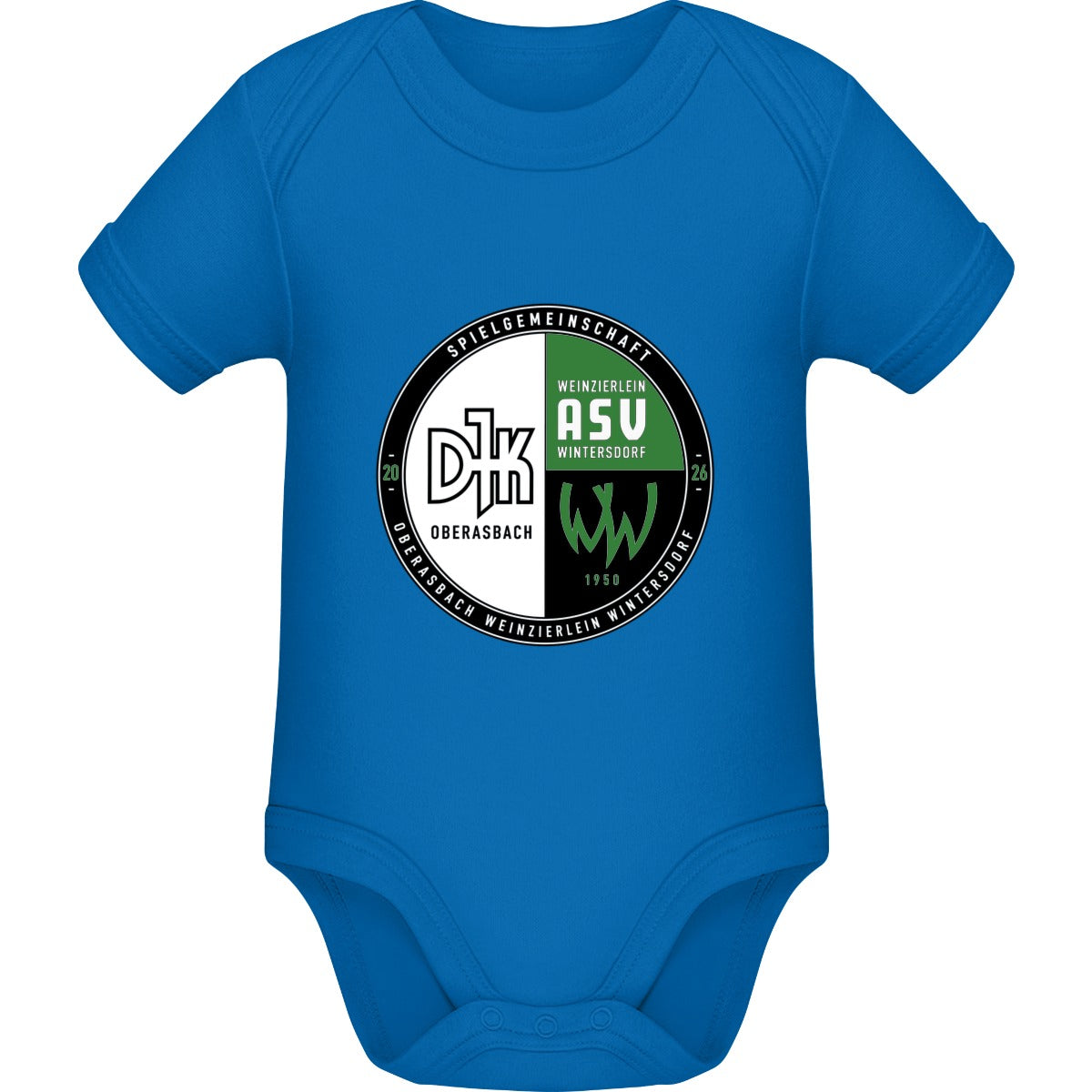 Baby Bugz Bodysuit BZ10 – Vereinslogo mittig groß Cobalt Blue Vorderseite