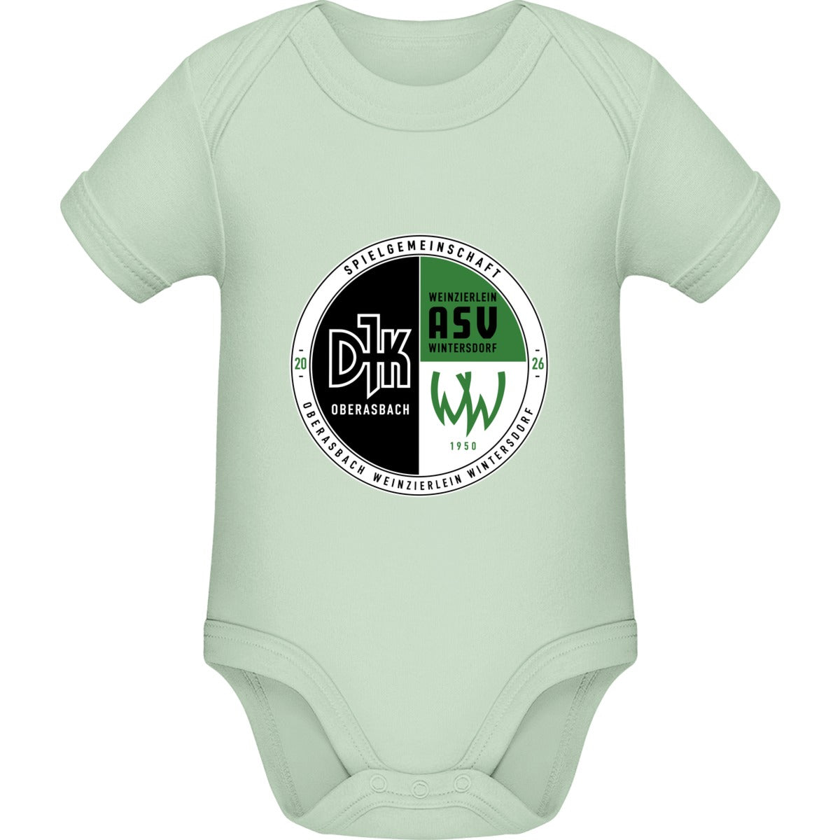 Baby Bugz Bodysuit BZ10 – Vereinslogo mittig groß Mint Vorderseite