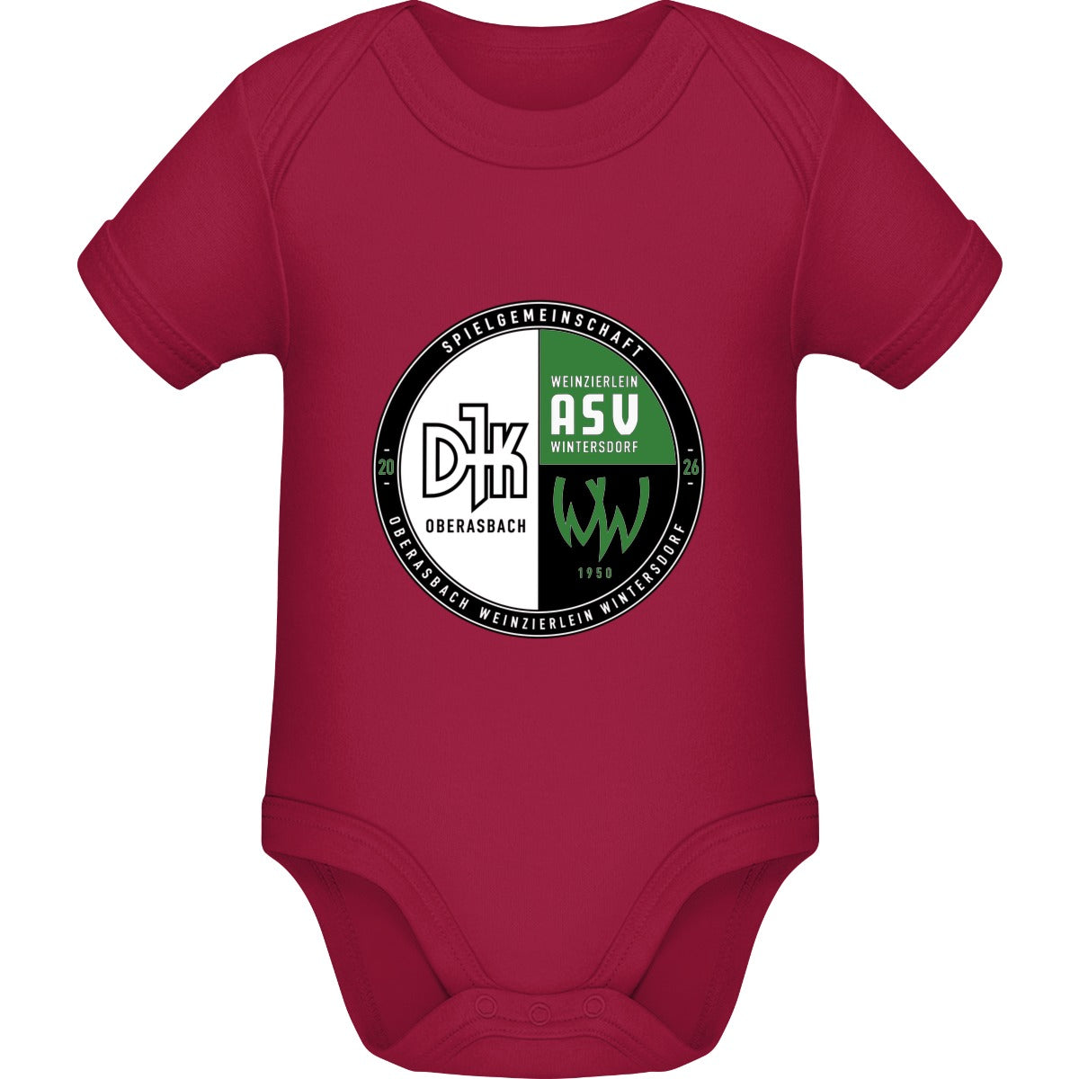 Baby Bugz Bodysuit BZ10 – Vereinslogo mittig groß Red Vorderseite