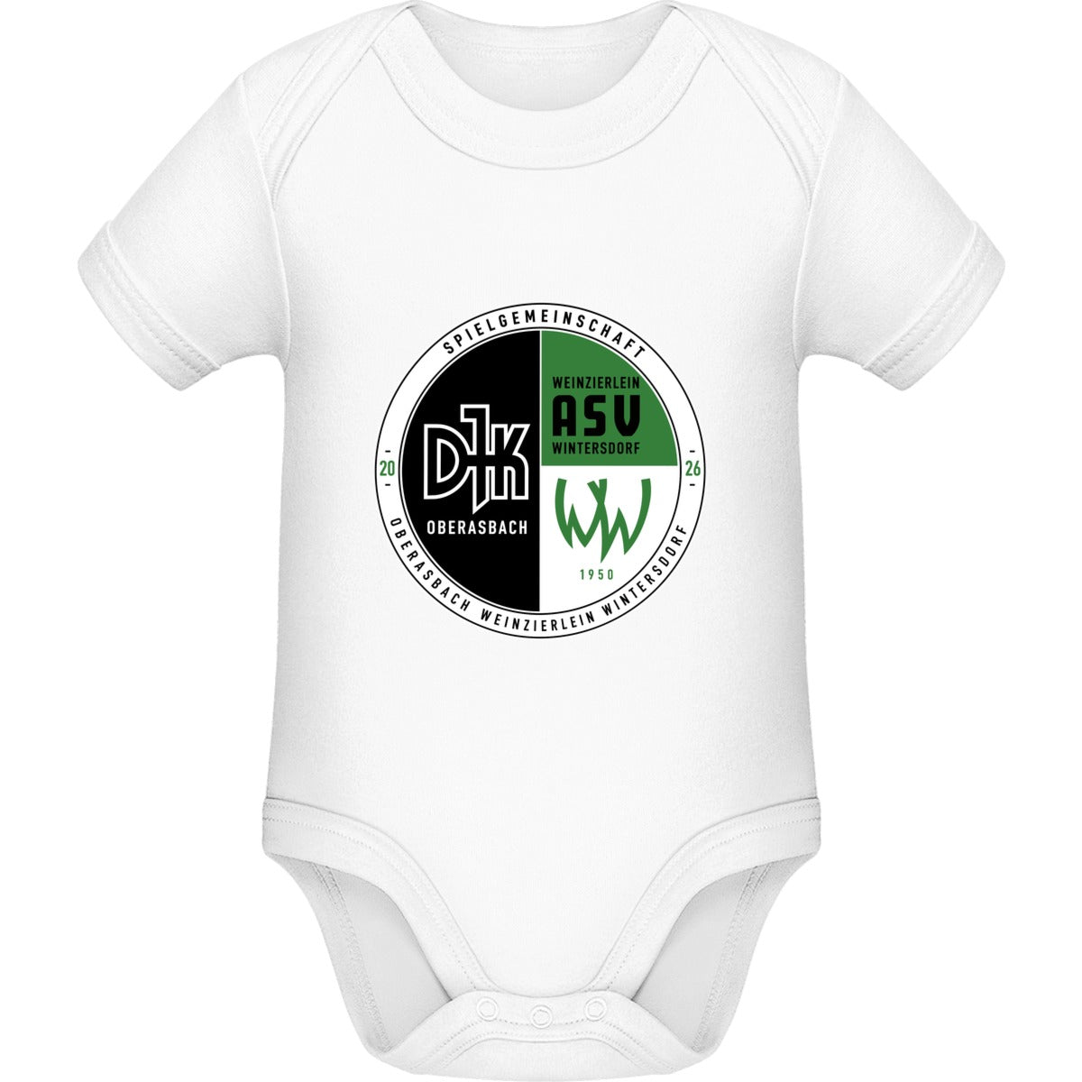 Baby Bugz Bodysuit BZ10 – Vereinslogo mittig groß White Vorderseite