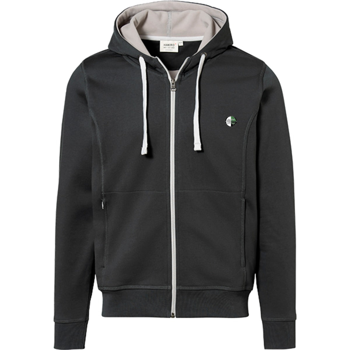NO. 455 HAKRO KAPUZENJACKE BONDED – Vereinslogo herzseitig Anthrazit/Silber Vorderseite