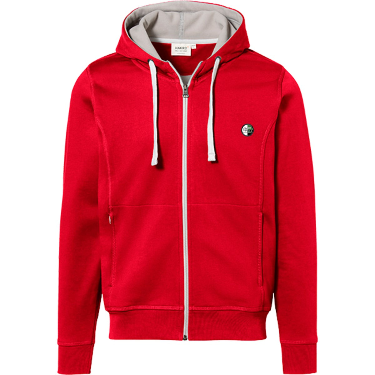 NO. 455 HAKRO KAPUZENJACKE BONDED – Vereinslogo herzseitig Rot/Silber Vorderseite