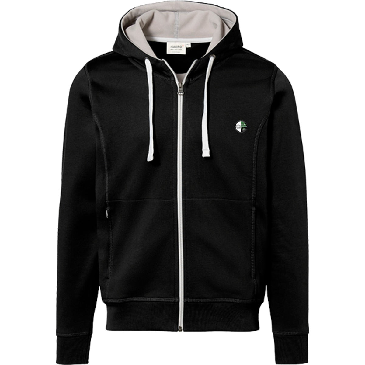 NO. 455 HAKRO KAPUZENJACKE BONDED – Vereinslogo herzseitig Schwarz/Silber Vorderseite