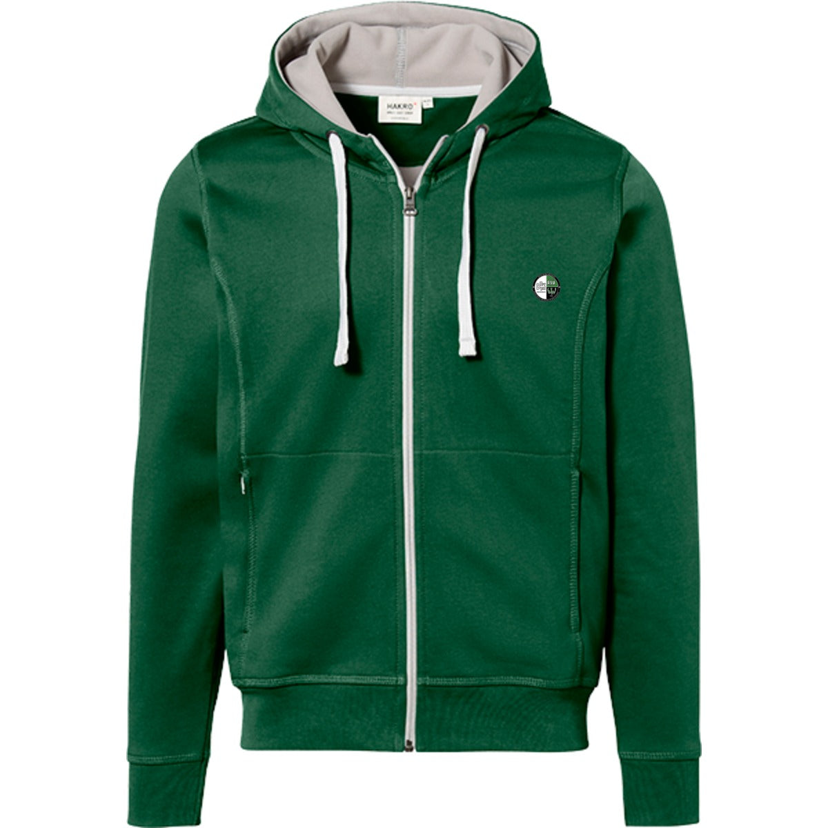 NO. 455 HAKRO KAPUZENJACKE BONDED – Vereinslogo herzseitig Tanne/Silber Vorderseite