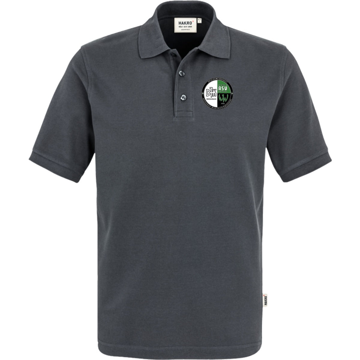 NO. 800 HAKRO POLOSHIRT TOP – Vereinslogo herzseitig Anthrazit Vorderseite