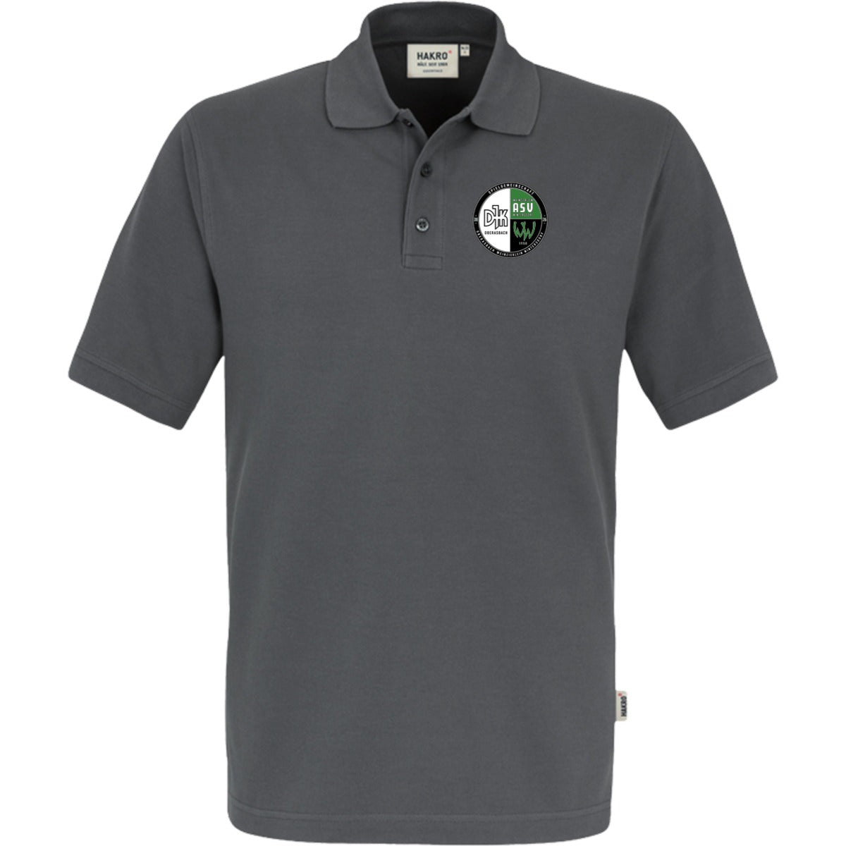 NO. 800 HAKRO POLOSHIRT TOP – Vereinslogo herzseitig Graphit Vorderseite