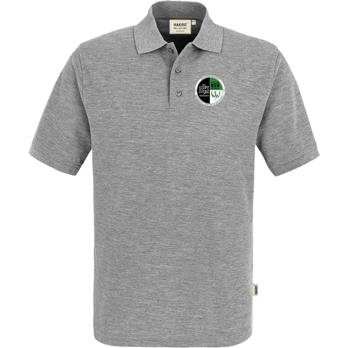 NO. 800 HAKRO POLOSHIRT TOP – Vereinslogo herzseitig Grau Meliert Vorderseite