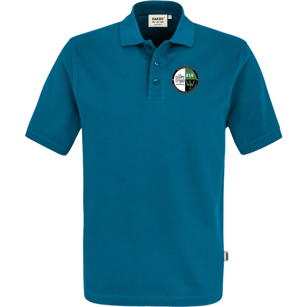 NO. 800 HAKRO POLOSHIRT TOP – Vereinslogo herzseitig Petrol Vorderseite