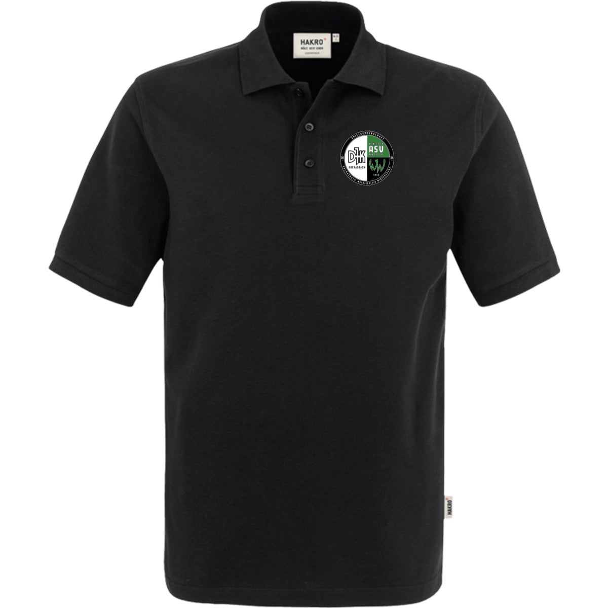 NO. 800 HAKRO POLOSHIRT TOP – Vereinslogo herzseitig Schwarz Vorderseite