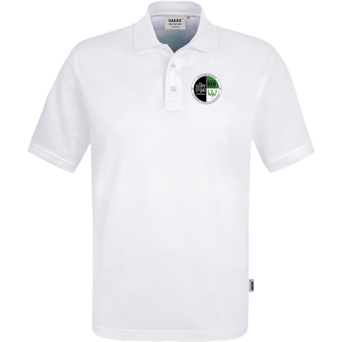 NO. 800 HAKRO POLOSHIRT TOP – Vereinslogo herzseitig Weiß Vorderseite