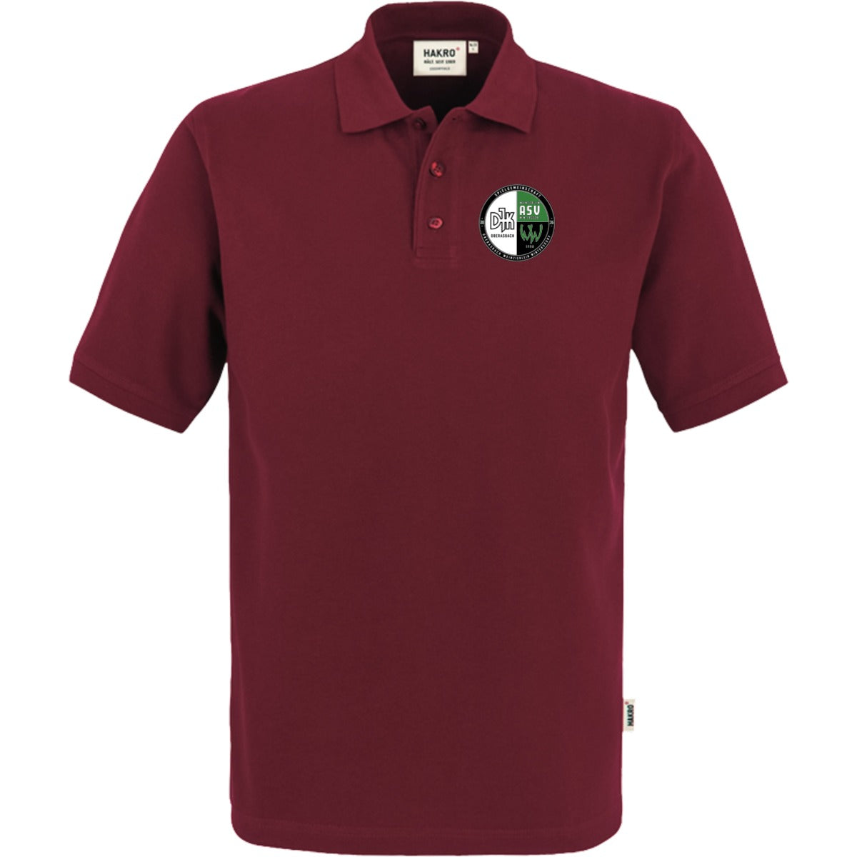 NO. 800 HAKRO POLOSHIRT TOP – Vereinslogo herzseitig Weinrot Vorderseite