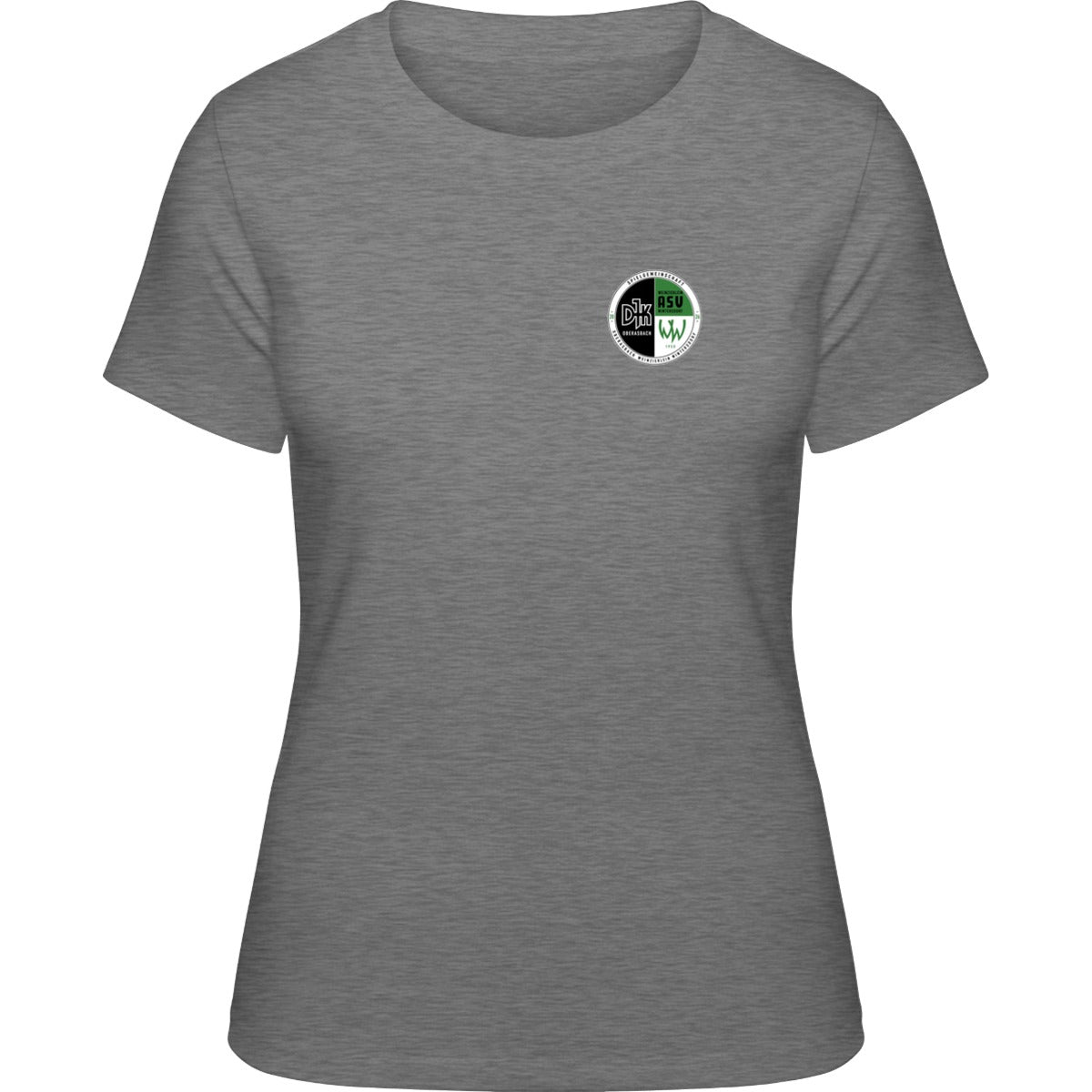NO. 127 HAKRO DAMEN T-SHIRT CLASSIC – Vereinslogo herzseitig Grau Meliert Vorderseite