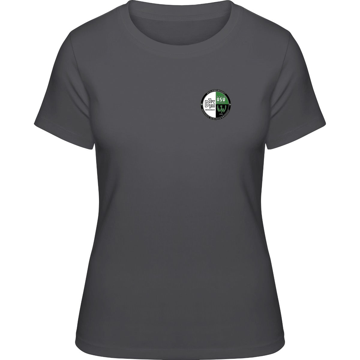 NO. 127 HAKRO DAMEN T-SHIRT CLASSIC – Vereinslogo herzseitig Karbongrau Vorderseite