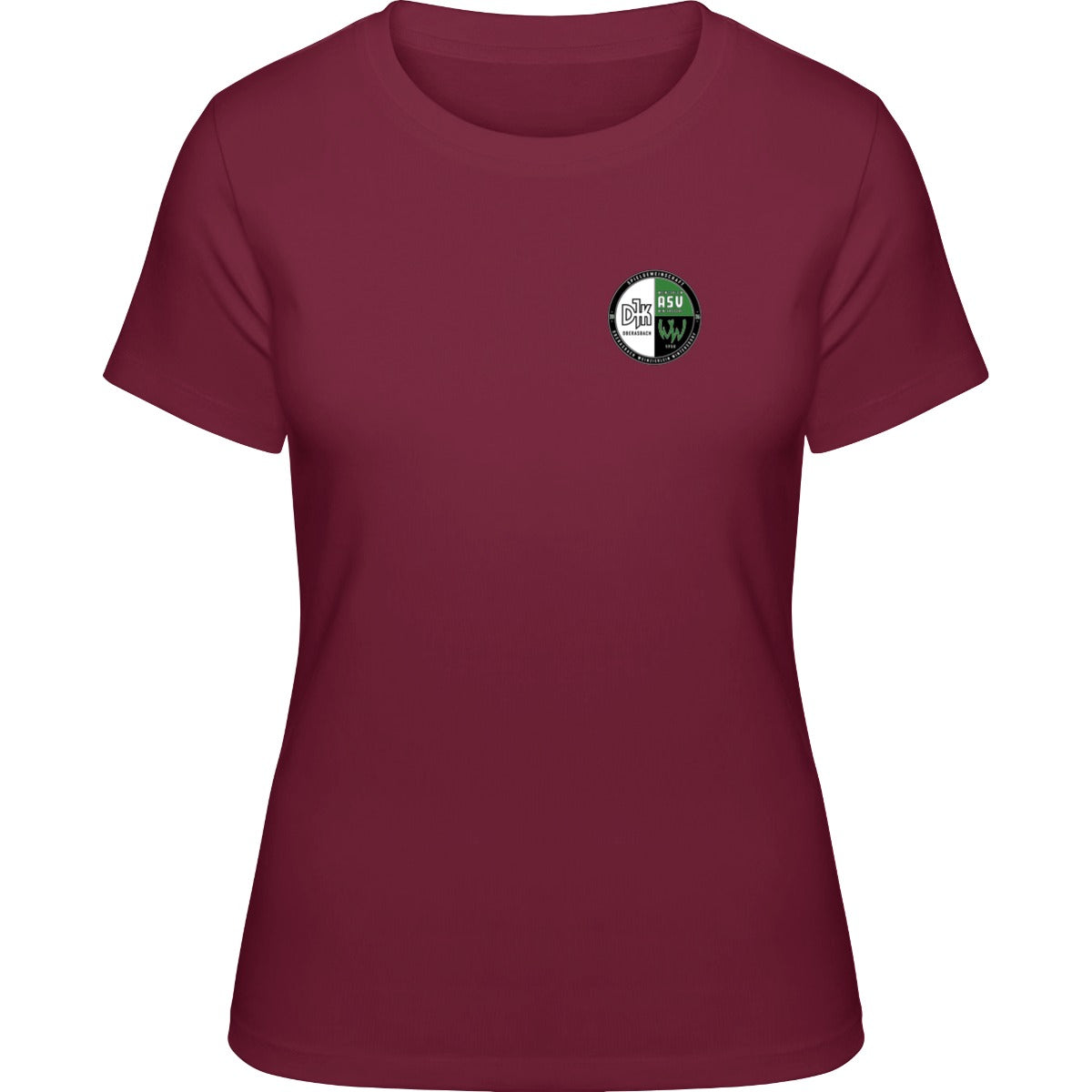 NO. 127 HAKRO DAMEN T-SHIRT CLASSIC – Vereinslogo herzseitig Weinrot Vorderseite