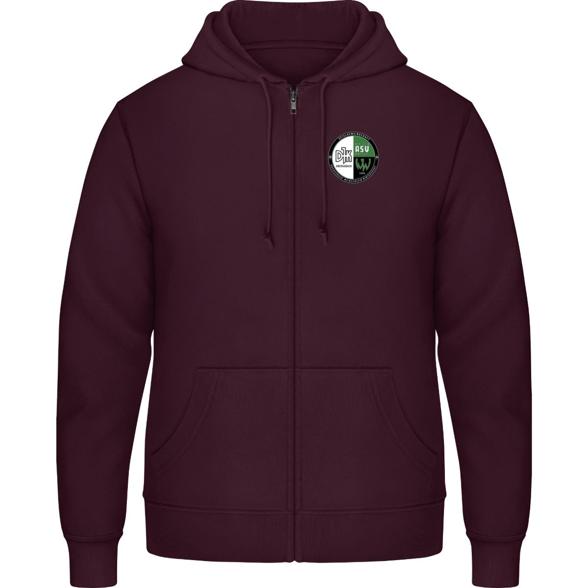 Zip Hoodie JH050 – Vereinslogo herzseitig Burgundy Vorderseite