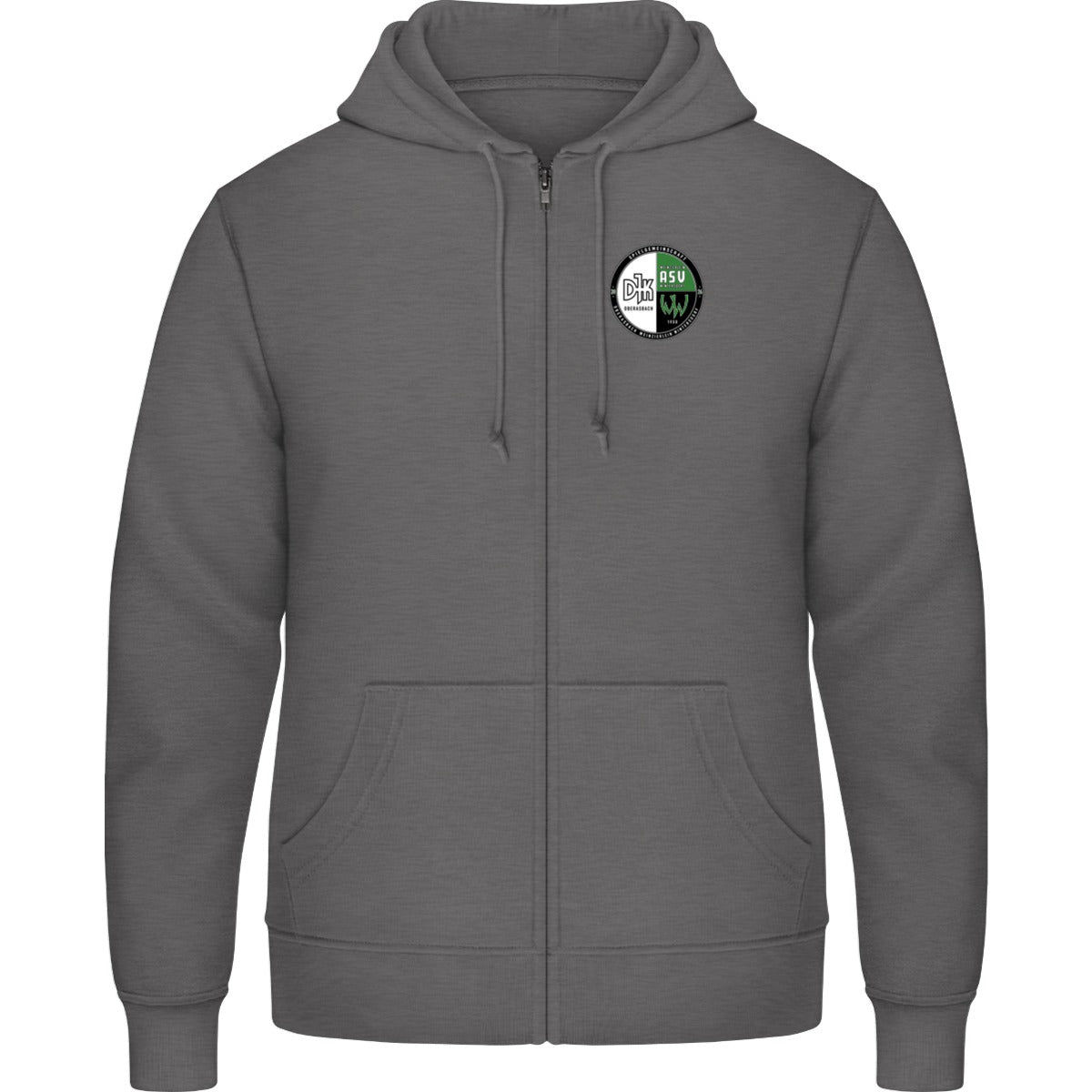 Zip Hoodie JH050 – Vereinslogo herzseitig Charcoal Heather Vorderseite