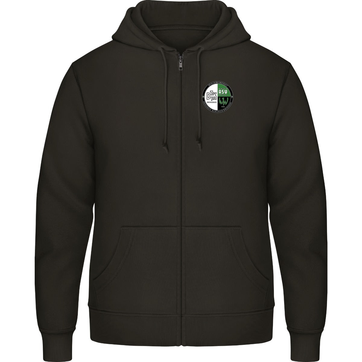 Zip Hoodie JH050 – Vereinslogo herzseitig Deep Black Vorderseite