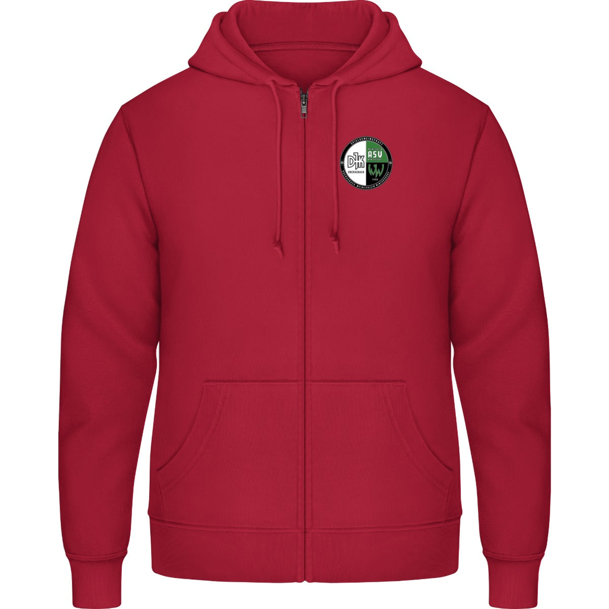 Zip Hoodie JH050 – Vereinslogo herzseitig Fire Red Vorderseite