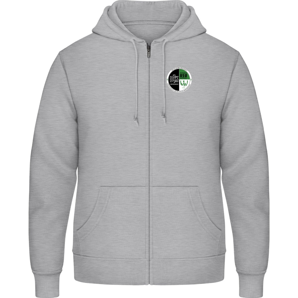 Zip Hoodie JH050 – Vereinslogo herzseitig Heather Grey Vorderseite