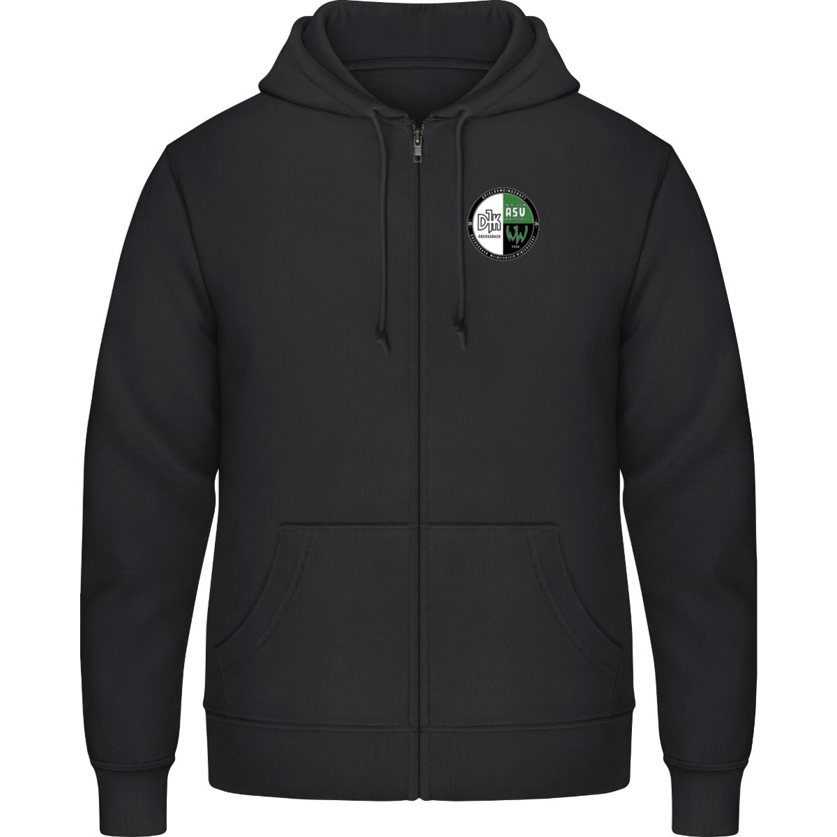 Zip Hoodie JH050 – Vereinslogo herzseitig Jet Black Vorderseite