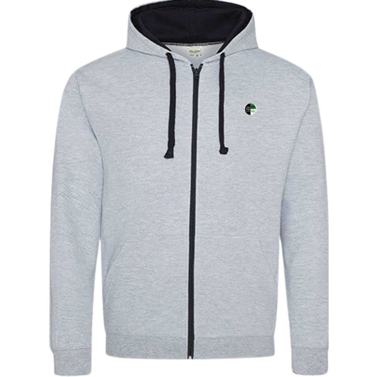 Varsity Zoodie Zip Hoodie JH053 – Vereinslogo herzseitig Heather Grey/French Navy Vorderseite