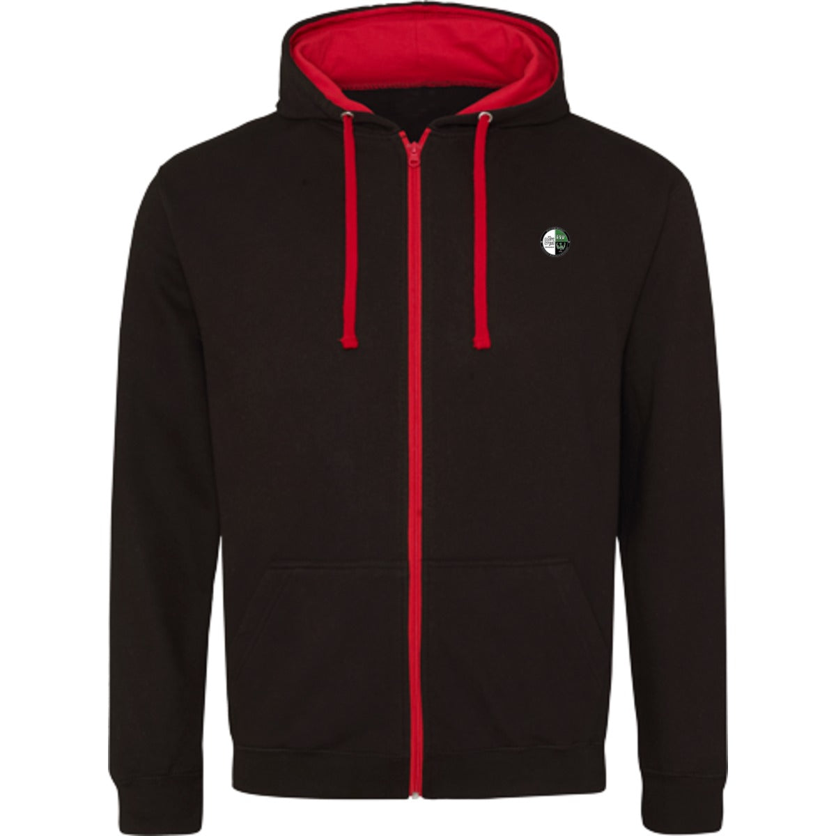 Varsity Zoodie Zip Hoodie JH053 – Vereinslogo herzseitig Jet Black/Fire Red Vorderseite