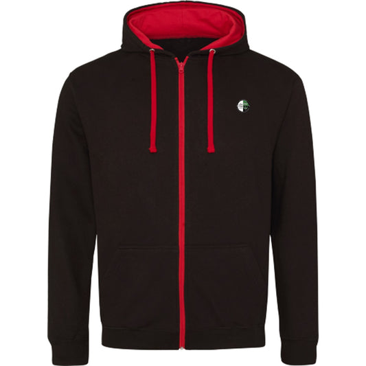 Varsity Zoodie Zip Hoodie JH053 – Vereinslogo herzseitig Jet Black/Fire Red Vorderseite