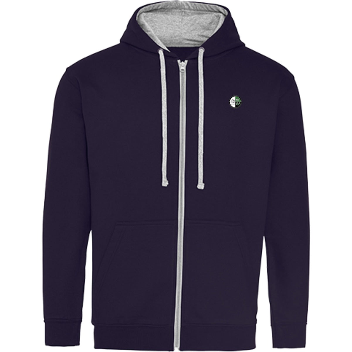 Varsity Zoodie Zip Hoodie JH053 – Vereinslogo herzseitig New French Navy/Heather Grey Vorderseite
