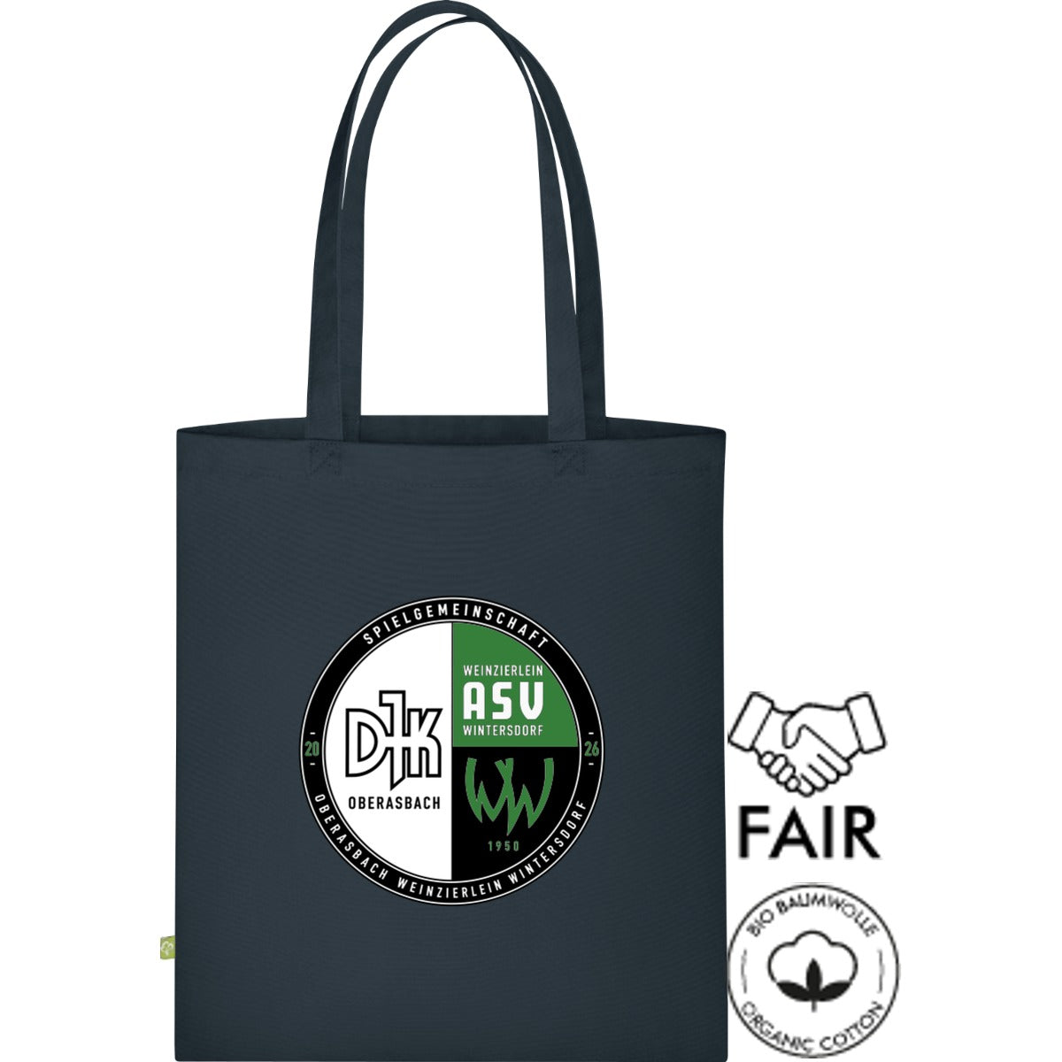 Stofftasche Fairtrade XT600N – Vereinslogo mittig groß Graphite Grey Vorderseite
