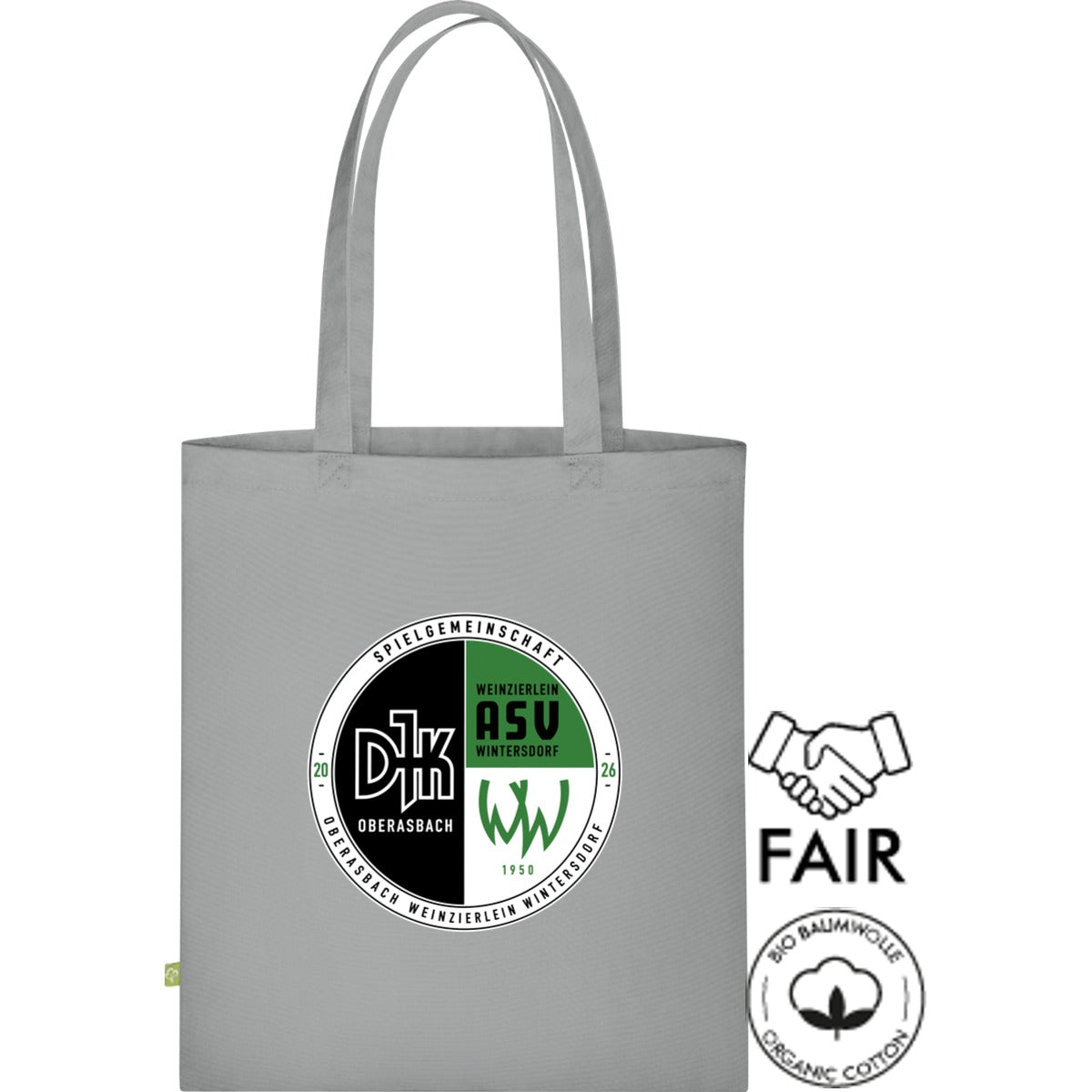 Stofftasche Fairtrade XT600N – Vereinslogo mittig groß Light Grey Vorderseite