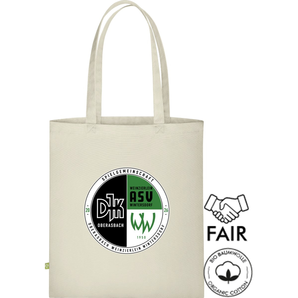Stofftasche Fairtrade XT600N – Vereinslogo mittig groß Natural Vorderseite