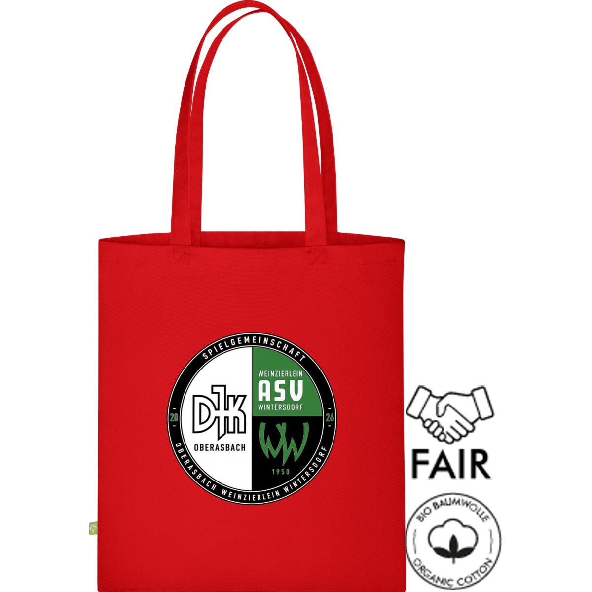 Stofftasche Fairtrade XT600N – Vereinslogo mittig groß Red Vorderseite