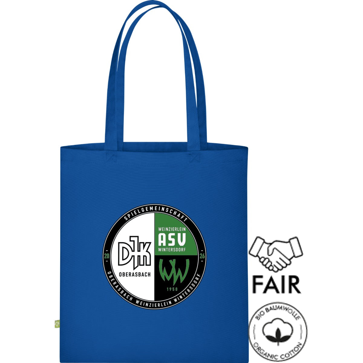 Stofftasche Fairtrade XT600N – Vereinslogo mittig groß Royal Vorderseite