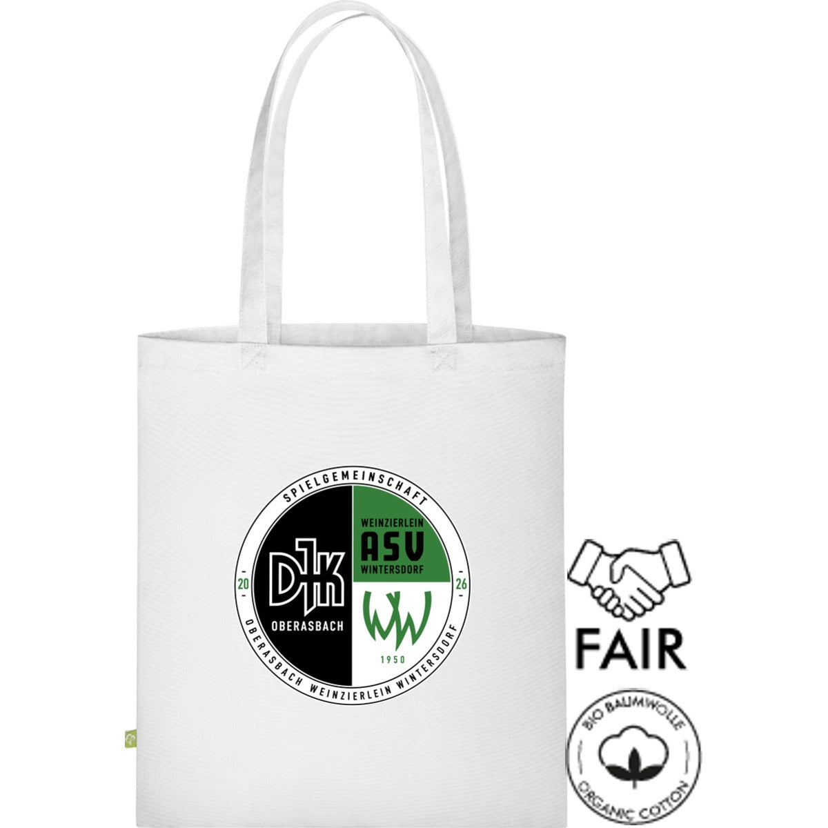 Stofftasche Fairtrade XT600N – Vereinslogo mittig groß White Vorderseite