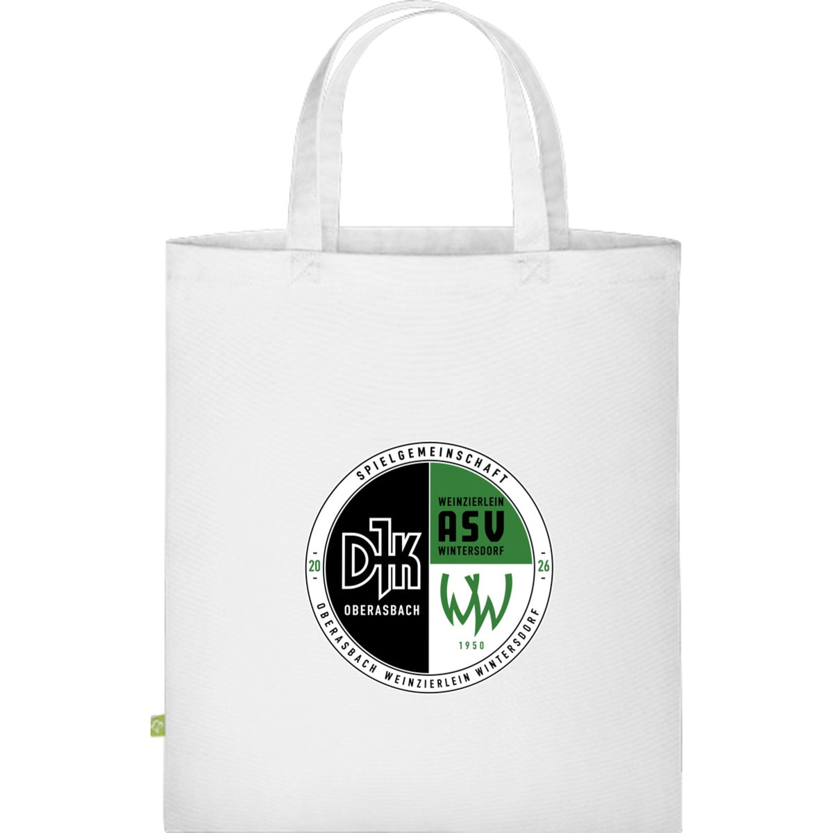 Baumwolltasche kurze Henkel WM101S – Vereinslogo mittig groß White Vorderseite