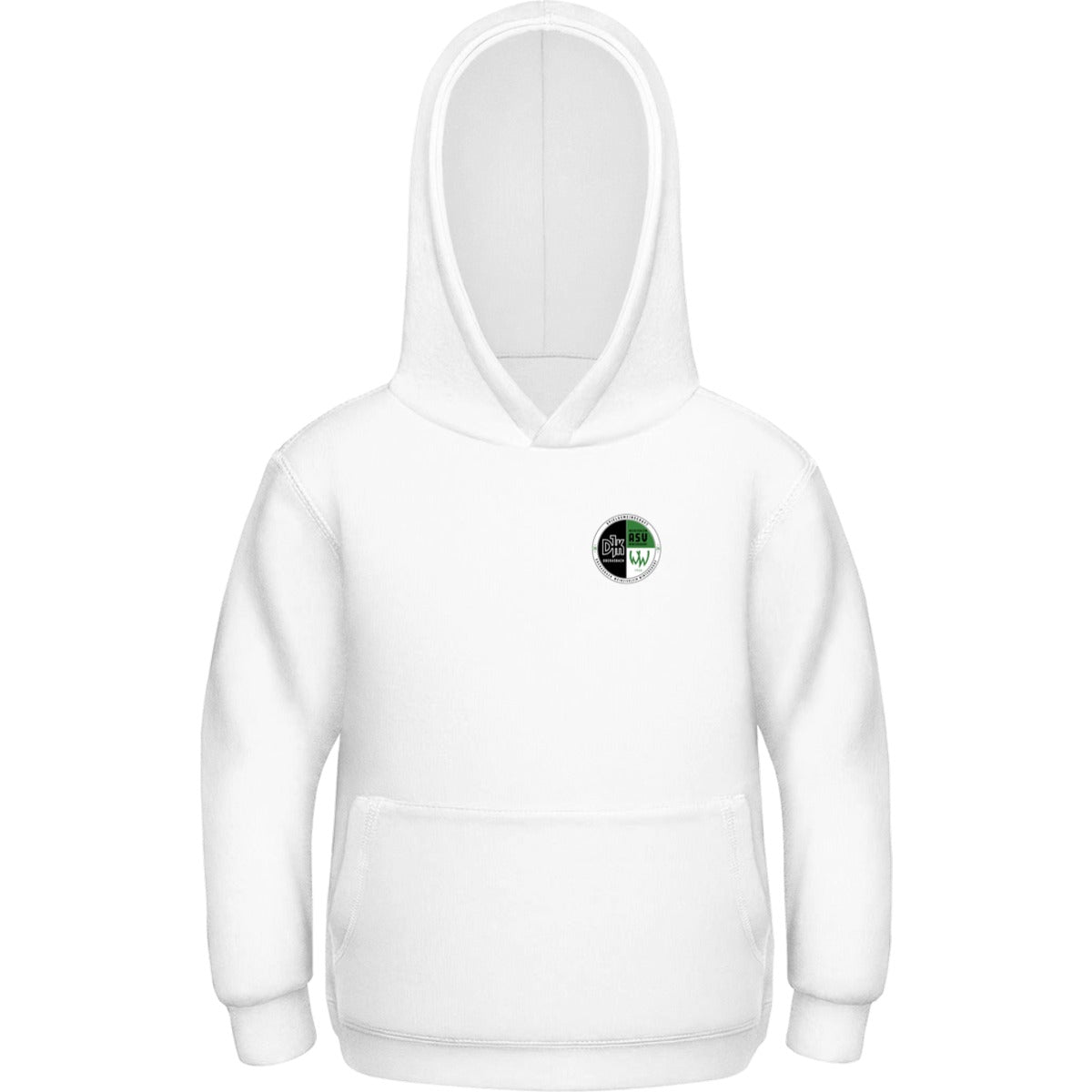 Basic Kinder Hoodie JH001K – Vereinslogo herzseitig Arctic White Vorderseite