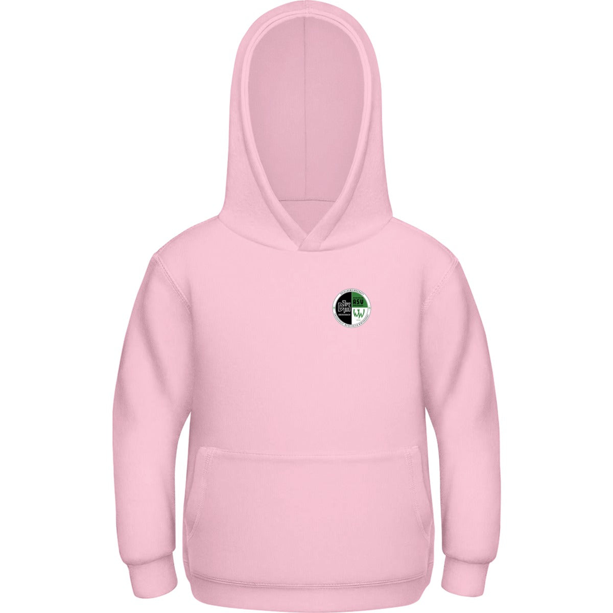 Basic Kinder Hoodie JH001K – Vereinslogo herzseitig Baby Pink Vorderseite