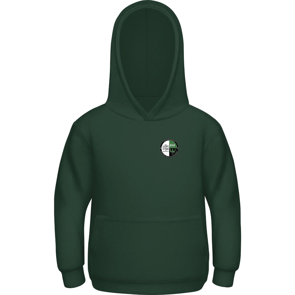 Basic Kinder Hoodie JH001K – Vereinslogo herzseitig Bottle Green Vorderseite