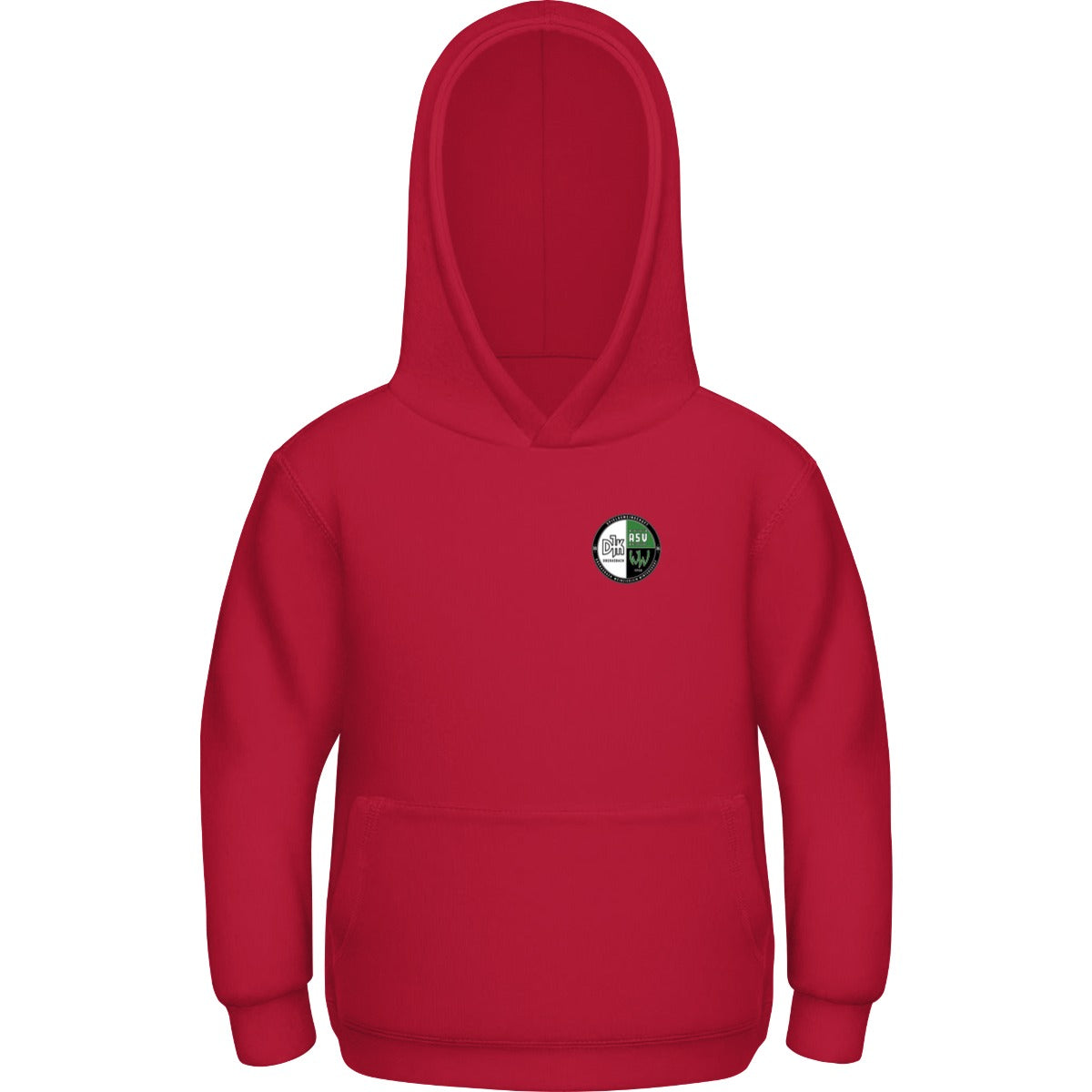 Basic Kinder Hoodie JH001K – Vereinslogo herzseitig Fire Red Vorderseite