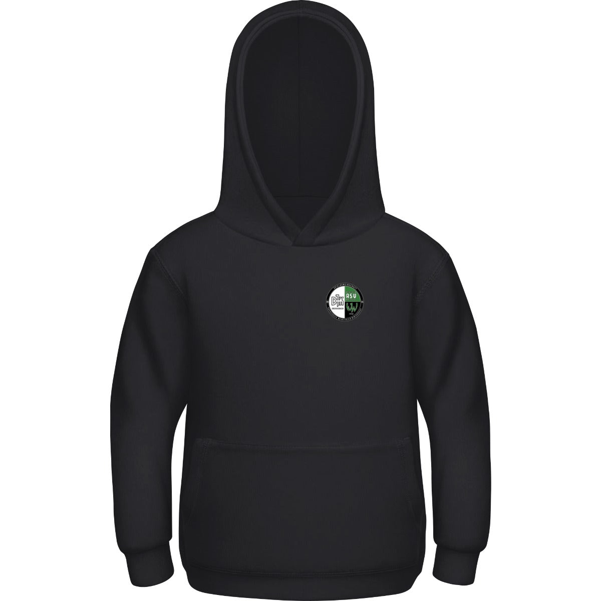 Basic Kinder Hoodie JH001K – Vereinslogo herzseitig Jet Black Vorderseite