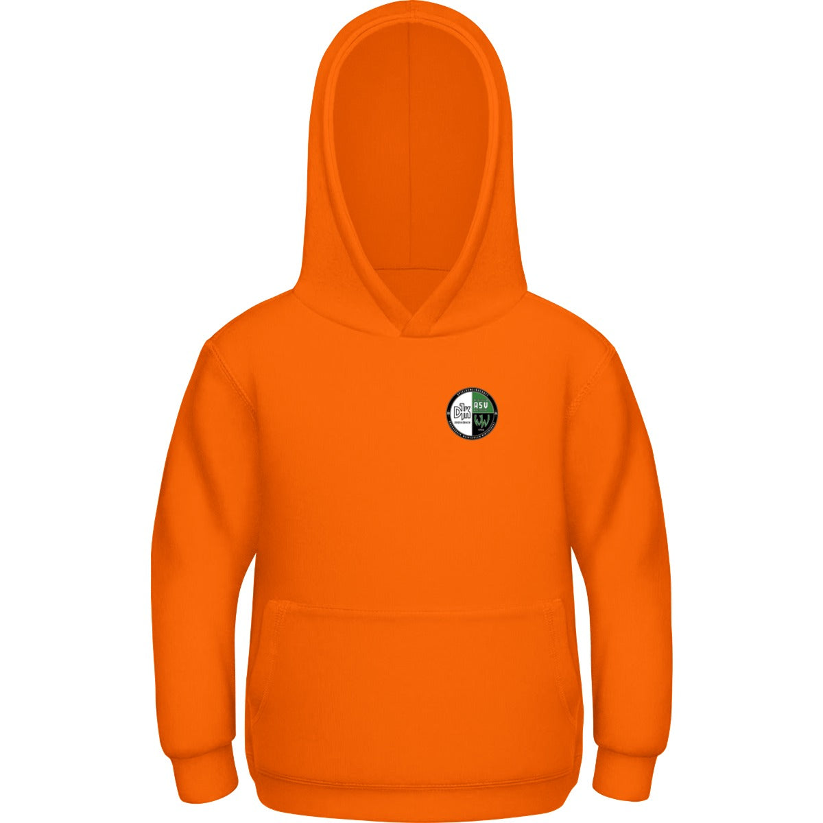 Basic Kinder Hoodie JH001K – Vereinslogo herzseitig Orange Crush Vorderseite
