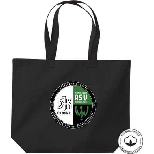 Shopper Einkaufstasche Bio Baumwolle WM265 – Vereinslogo mittig groß Black Vorderseite