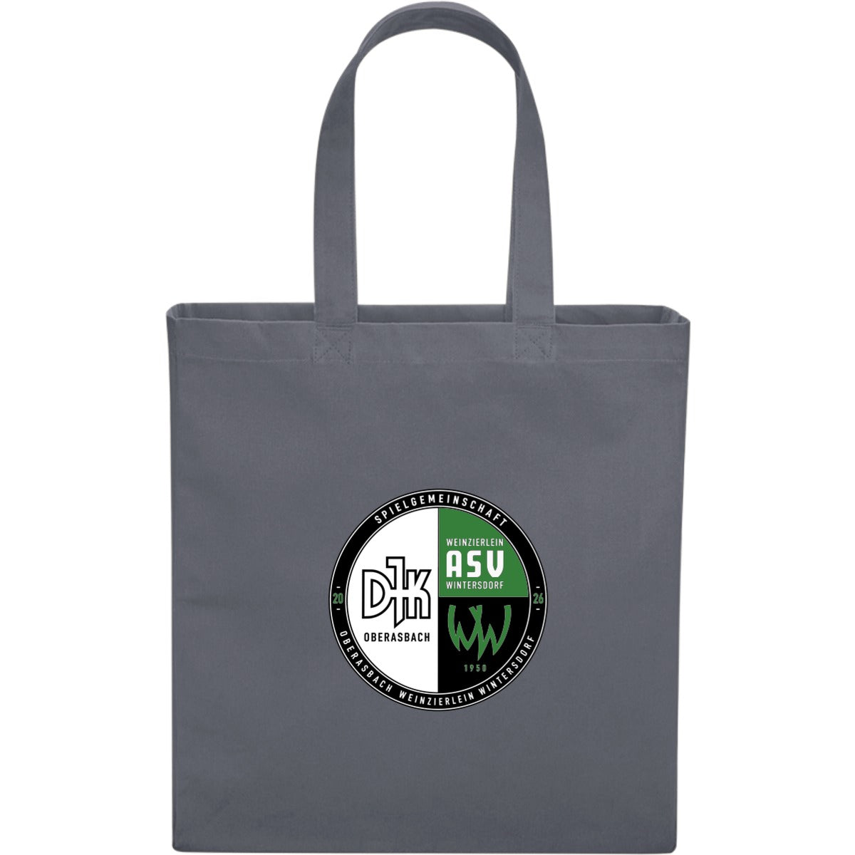 Classic Canvas Shopper WM108 – Vereinslogo mittig groß Graphite Grey Vorderseite
